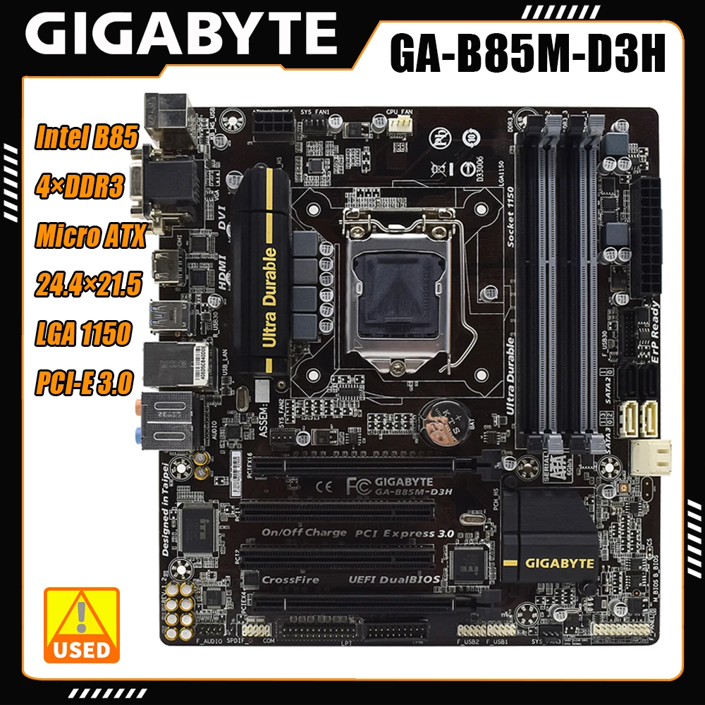 

Gigabyte B85M-D3H Материнская плата Intel B85 чипсет DDR3 32 Гб LGA 1150 слот поддерживает процессор Core i7/i5/i3/Pentium/Celeron HDMI