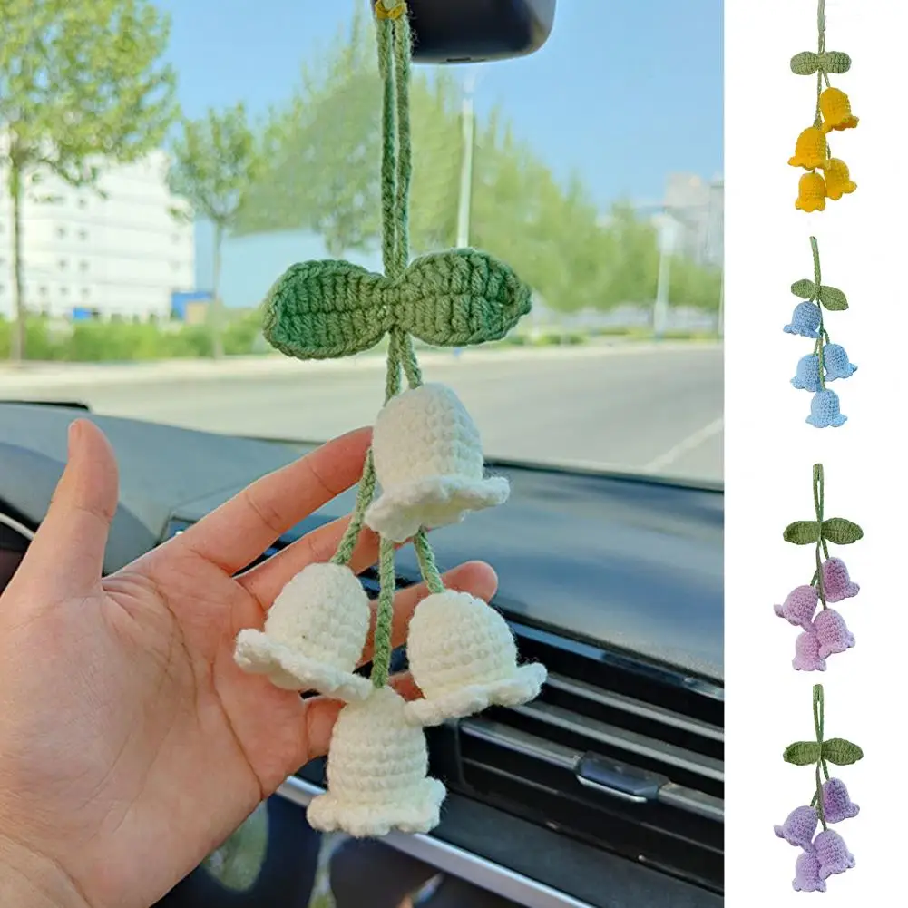 

Брелок для ключей Женский, вязаный крючком брелок с подвесками в виде цветов и сумок, аксессуар для автомобиля