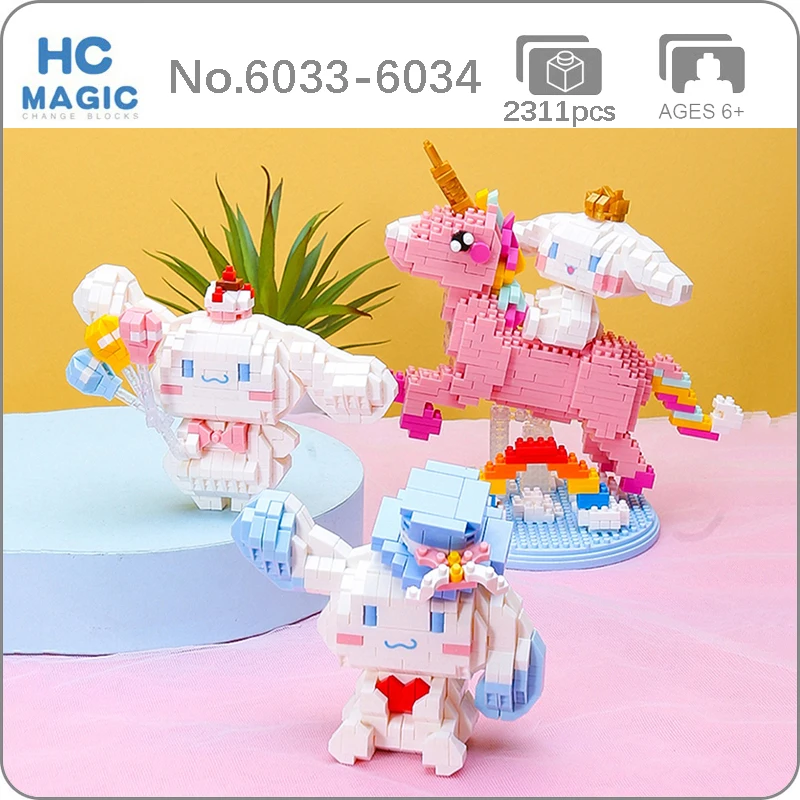 Gejia Animal World Crown King Dog Rainbow Horse Hat Pet Balloon DIY Mini Diamond Blocks Bricks Building Toy for Children no Box