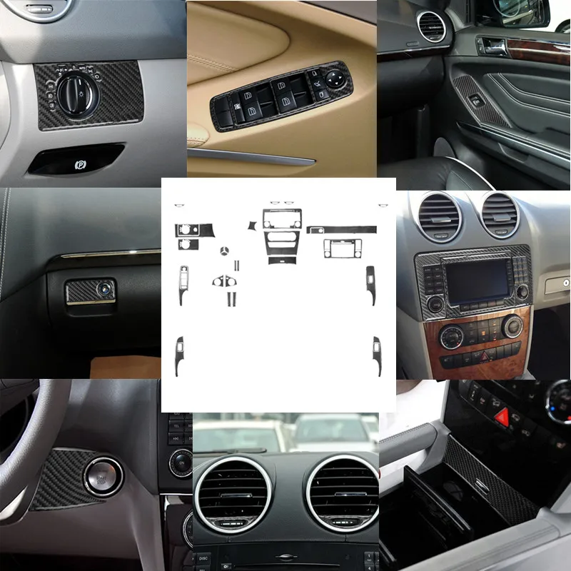 

Car Central Control Navigation One Button Start Window Regulator Panel Carbon Fiber Sticker For Mercedes M-Class 2006-2011