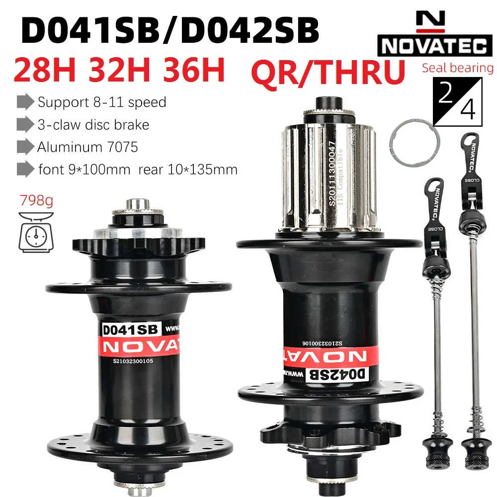 Велосипедная втулка NOVATEC D041SB/D042SB mtb QR/THRU 28H 32H 36H дисковый тормоз 4 подшипник 8-11
