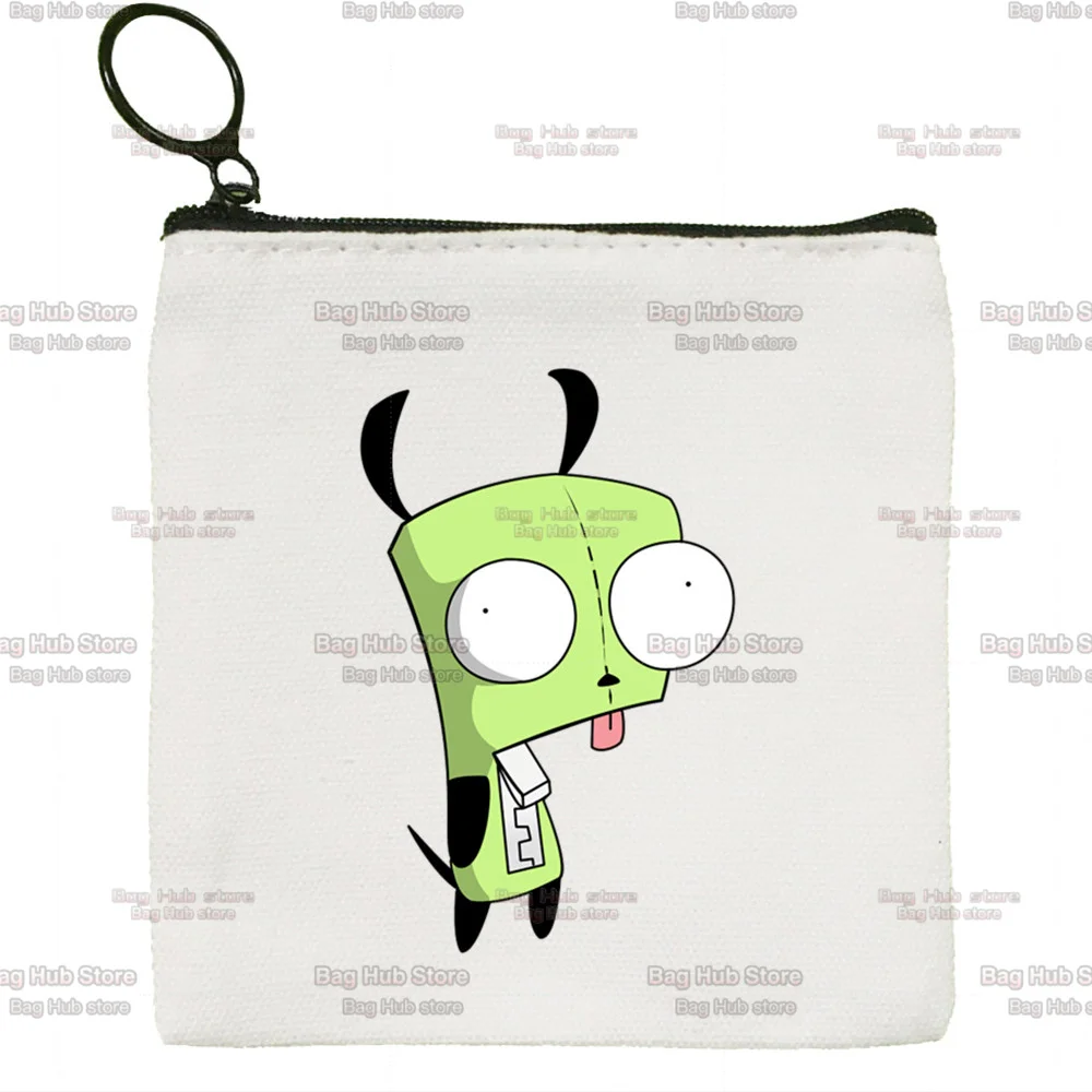 Invader Zim Zim Image Cartoon Canvas Zipper Coin Bag Female Student Mini Cute Coin Purse Lipstick Bag Small Portable
