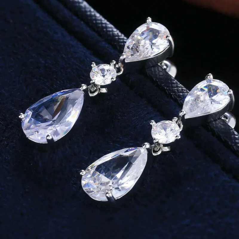 

Drop Earrings Women Fashion Gift Wedding Jewelry 925 Silver Fashion Zirconia