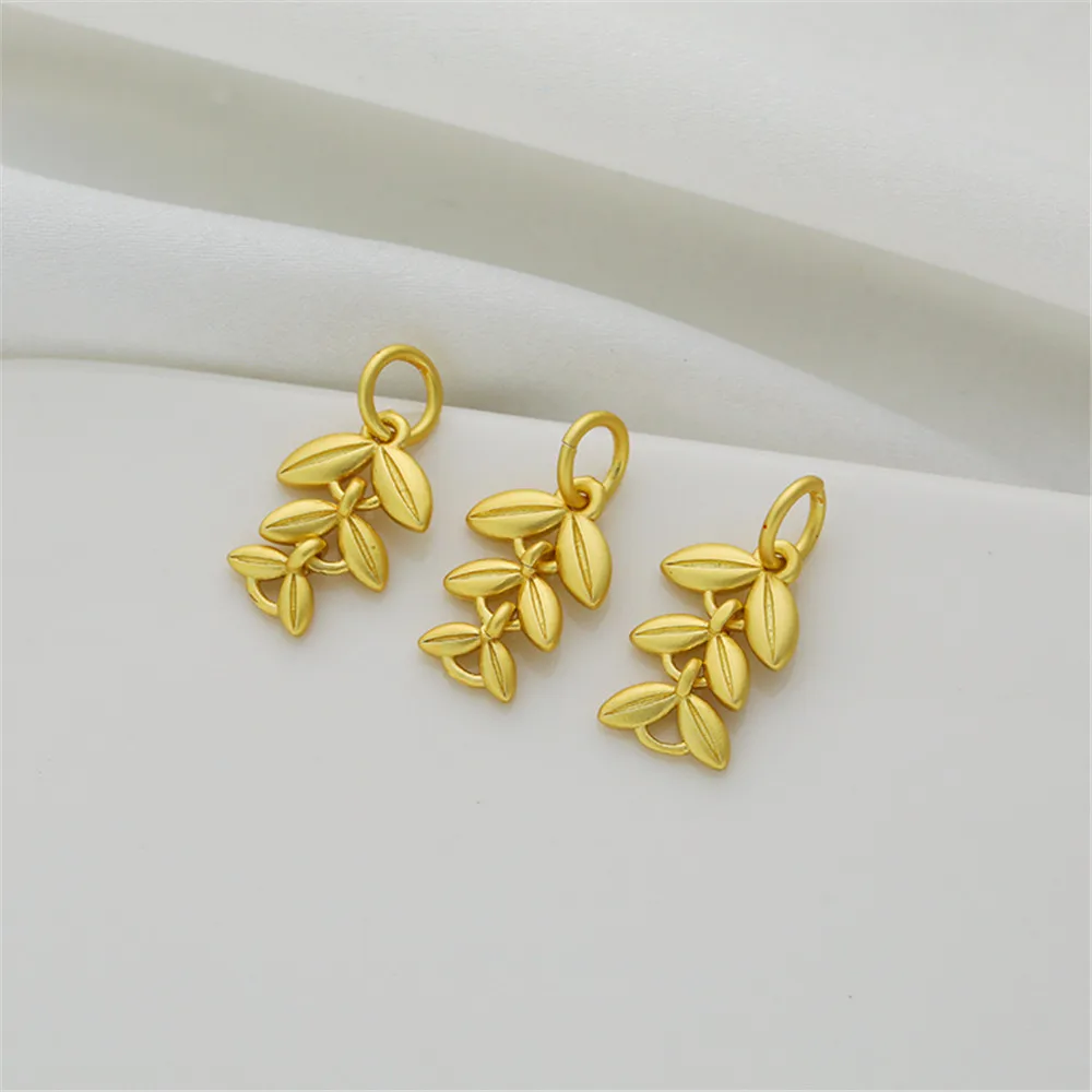 

18k dumb gold double-sided wheat ear pendant 9 * 15mm pendant bracelet necklace diy earrings accessories