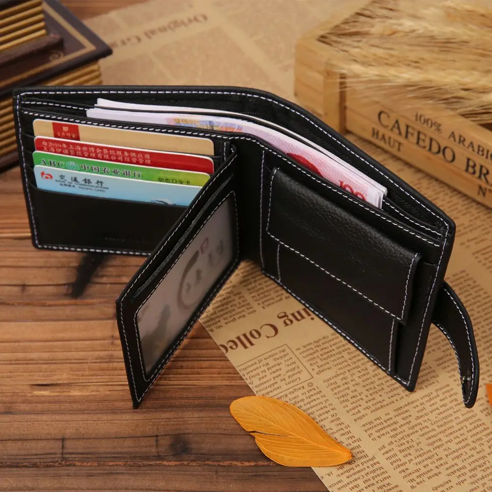 

Портативный кошелек для мелочи в стиле ретро, модный дизайнерский простой бумажник в Корейском стиле, клатч из искусственной кожи с защелками и кнопками для мужчин