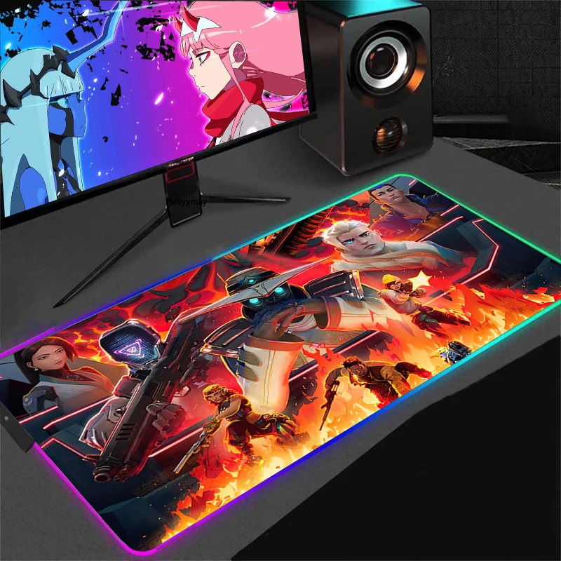 

Valorant Mouse Pad LED Computer Accessories RGB Desk Mat Mousepad Gamer Deskmat Game Extended Mats Gaming Mause Anime Office Pc
