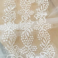 6 yards sequin crochet lacetrim in ivory bridal veil straps for wedding sash headband jewelry costume design 7cm wide