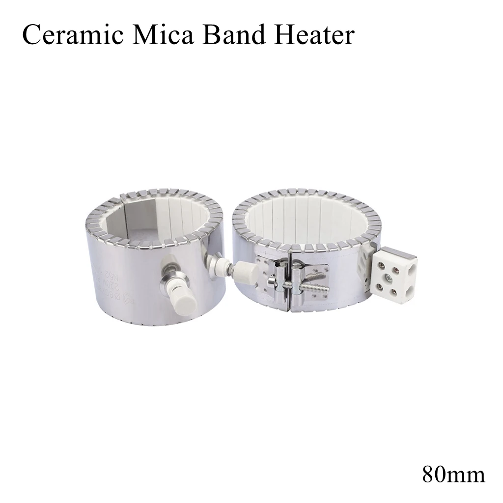 

80 мм, 220 В, керамический нагреватель слюдяной ленты из нержавеющей стали, Электрический нагревательный ремень, ленточный элемент, пластиков...