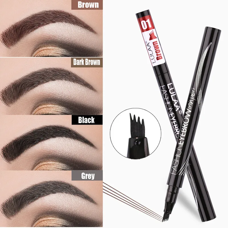 

4 Fork Tattoo Eye Brow Pen Waterproof Smudge-proof Eyebrow Marker Pen 4 Head Liquid Eyebrow Thin Pencil Make Up maquiagem