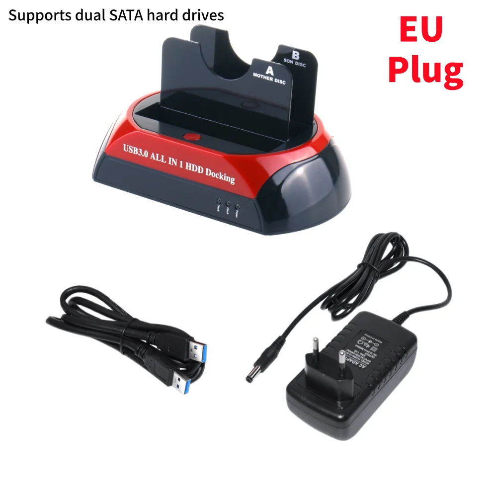 Фото Док-станция для клонирования жестких дисков USB 2.0 на IDE/SATA, универсальная док-станция для HDD с двумя отсеками, 2,5 и 3,5 дюйма, eSATA №2