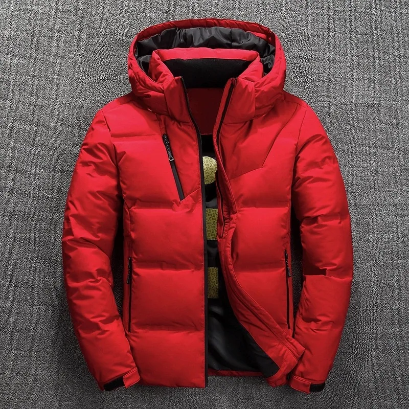 

2022 Casual Winter Red Slim Fit Thick Solid Color Short Men's Down Jacket