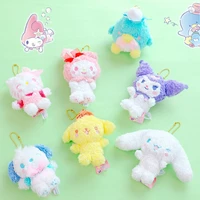 anime sanrioed kawaii plush keychain kuromi cinnamoroll melody cartoon character dolls stuffed soft toys bag accessories pendant
