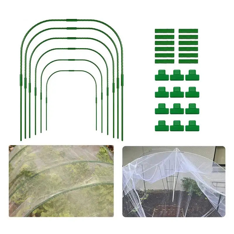 

Grow Tunnel For Greenhouse Reusable Greenhouse Row Cover Clips Gardening Houses Growing Frame Rust-Proof Fiberglass Garden Hoops