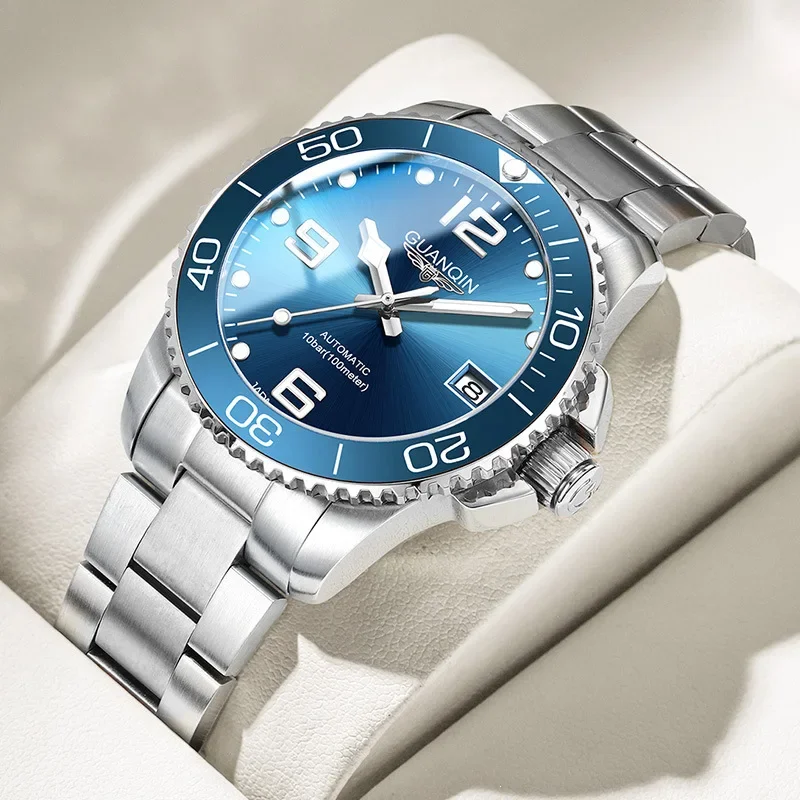Деловые мужские автоматические механические часы с импортным механизмом из