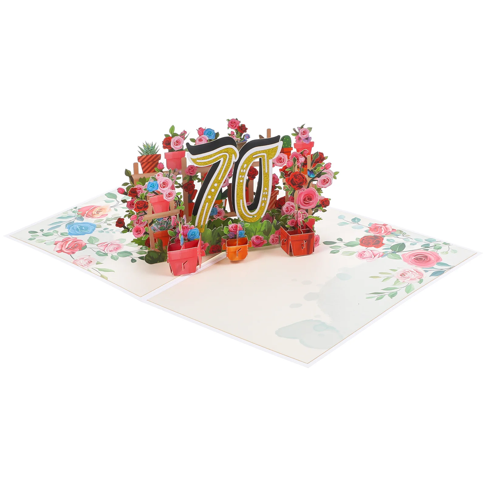 Купи Creative Pop-up Greeting Card 70th Anniversary Gift Card Flower Card For Birthday Celebration Party за 290 рублей в магазине AliExpress