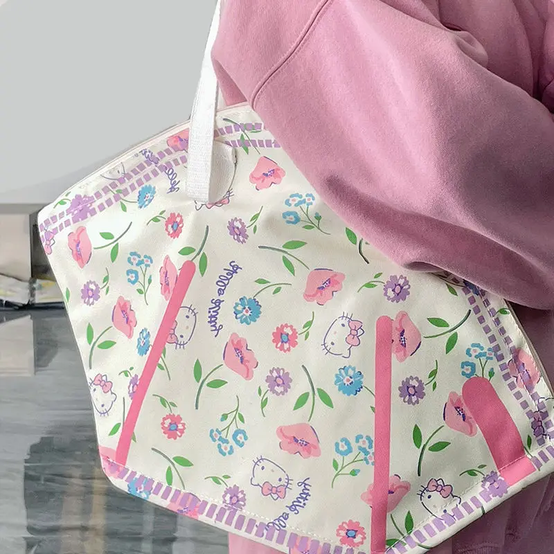 

Kawaii Sanrio Hellokittys Mymelody Kuromi Shoulder Bag Anime Cartoon Cute Cinnamoroll Shoulder Bag Large Capacity Shopping Bag