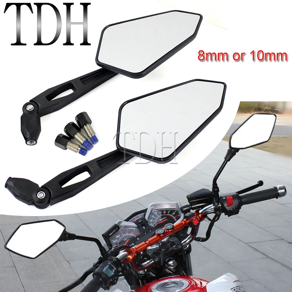 

Motorcycle ATV Black Quad Rear Side View Mirrors M10/M8 Adapter Universal for Honda Suzuki Yamaha Harley BMW Kawasaki 10 Mirror