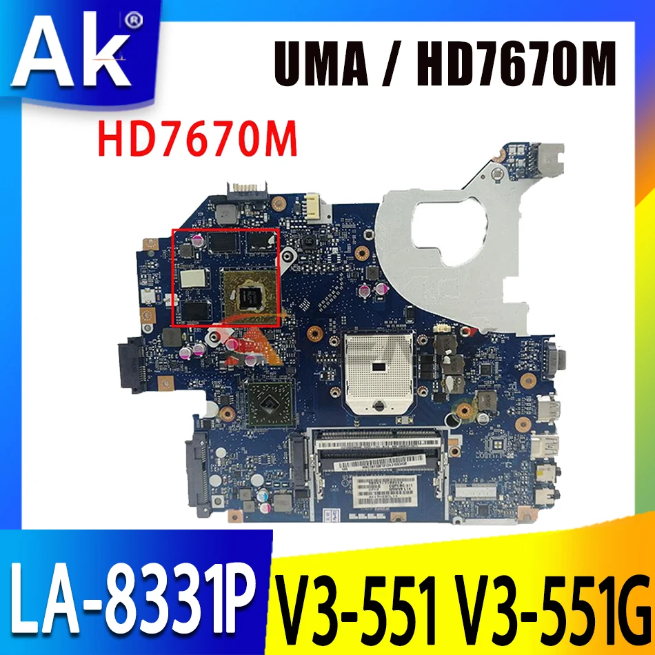 

Akemy NBC1911001 NB.C1911.001 Laptop Main board For acer aspire V3-551 V3-551G motherboard Q5WV8 LA-8331P DDR3 HD7670M works