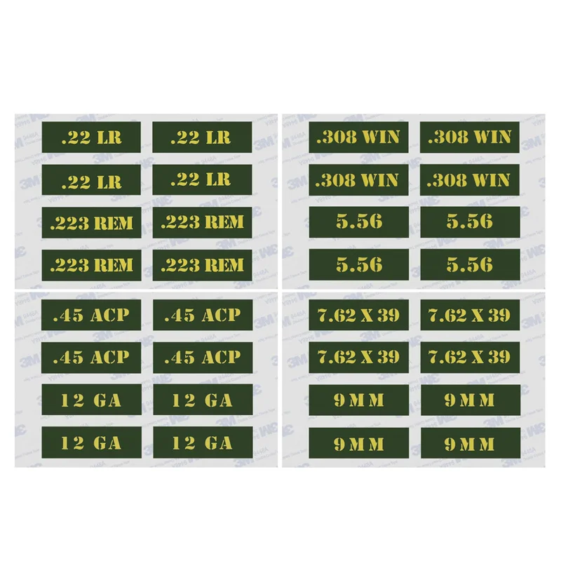 

Стикеры Raiseek .22 .223 .308 .30 .357 9 мм. 380 .40 .45 5,56 12GA 20GA 30-30 .44