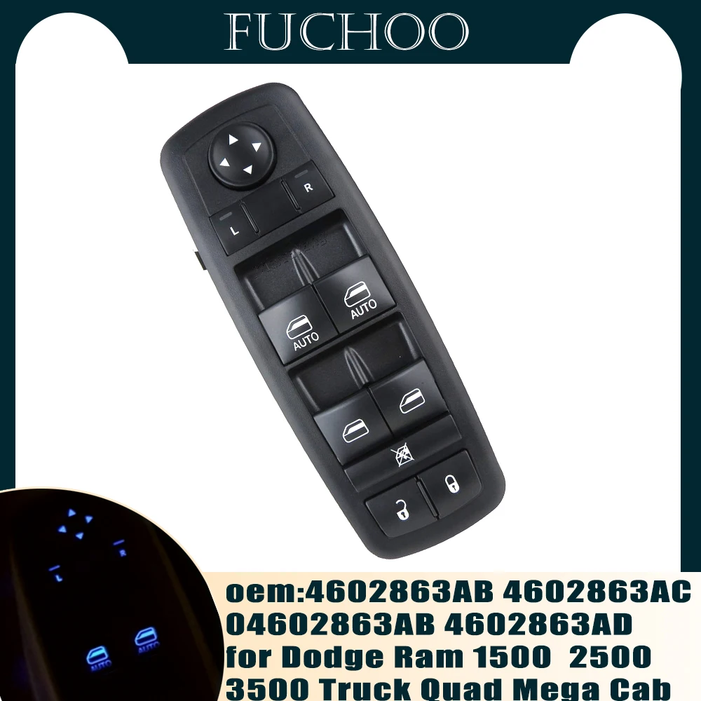 

LHD Electric Power Window Master Lifter Control Switch Button Panel For Dodge Ram 1500 2500 3500 Truck Quad Crew Cab 4602863AB