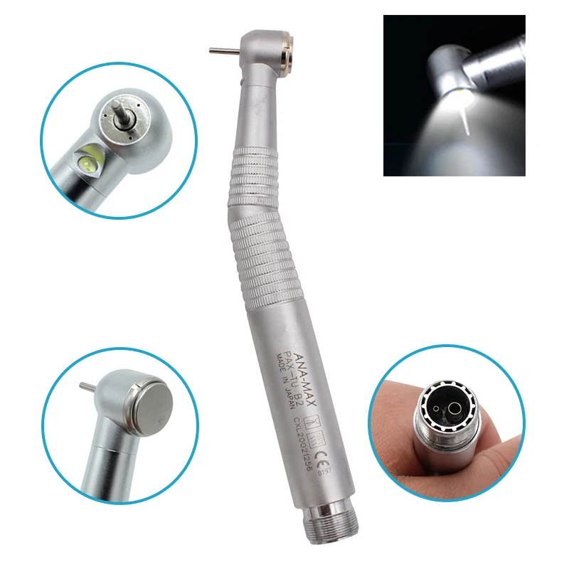

Dental LED Light E-generator Push Button High Speed Handpiece Air Turbine Triple Water Spray Hand Piece Dentist Tools