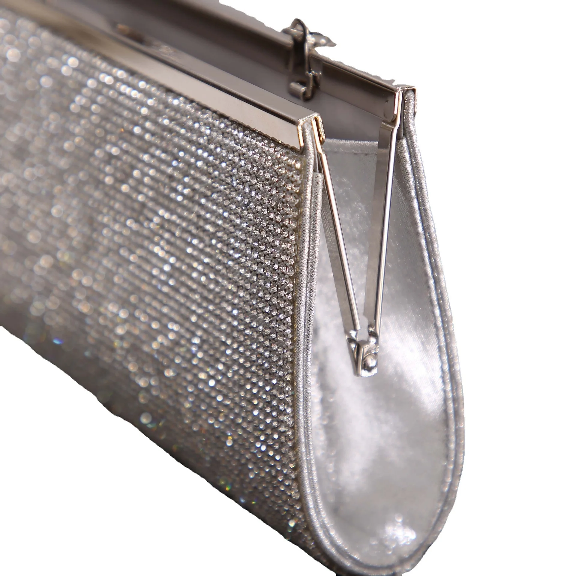 ROENICK Women Diamond Beaded Evening Bags Banquet Chain Shoulder Messenger Wallet Silver Party Cocktail Wedding Mini Minaudiere