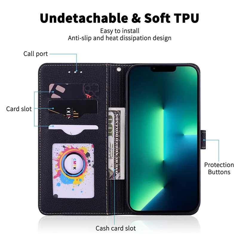 Leather Flip Wallet Phone Case For Xiaomi Redmi Note 11 11s 10 10s 9 8 7 6 7S 8T 9S 9T Pro 2022 Back Cover Protective Shockproof |