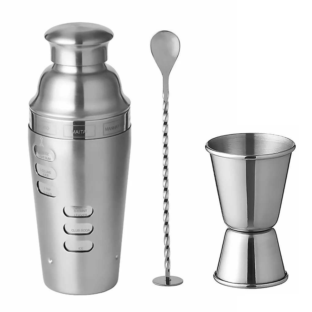 

Stainless steel Wine Mixer Home Bar Pub Beverage Shaker Bottle with Measuring Cup Stirring Spoon