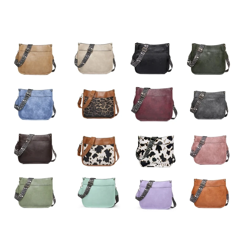 

Crossbody Bags for Women PU Leather Handbag with Adjustable Leopard Guitar Strap