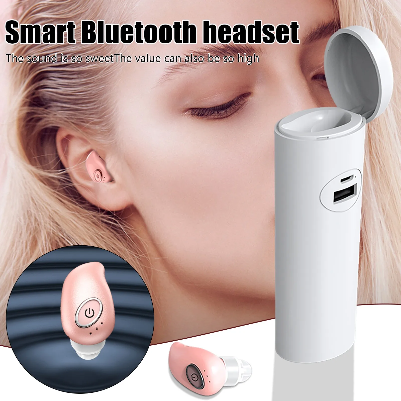 Bluetooth-гарнитура для звонков 2 уха цвет в ассортименте