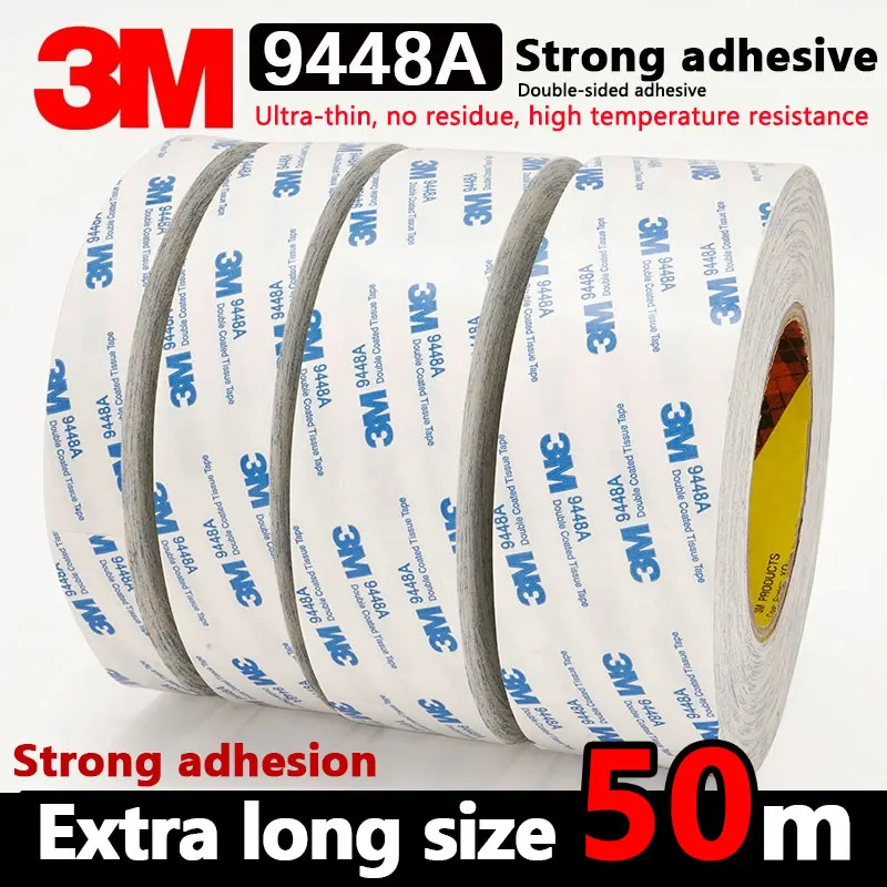 

Двусторонняя Клейкая Лента 3M 9448A, Высоковязкая, Белая, 3 М, Термостойкая, Без Остатка, Для Рукоделия