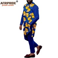 dashiki men african clothing print jacket and ankara pants 2 piece set plus size casual outfits long sleeve blazer a2116023