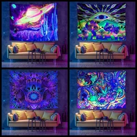 tapestry fluorescent uv light psychedelic datura background hanging cloth psychedelic mushroom tapestry live room decor curtain