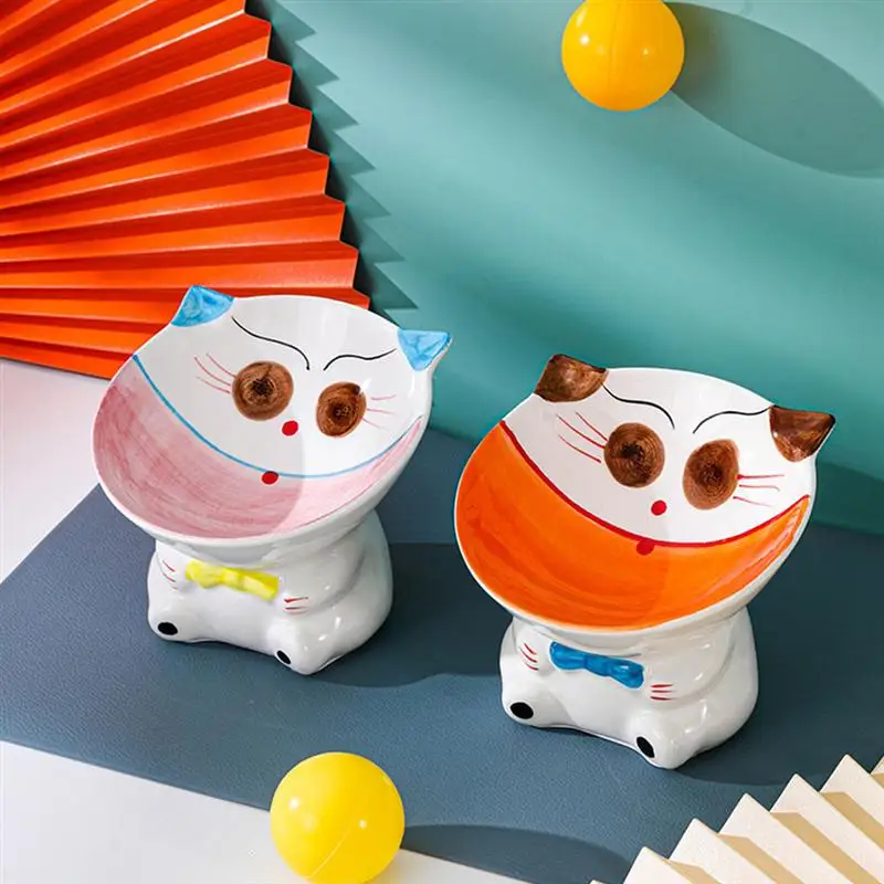

Ceramic Pet Feeder Bowl Pet Feeding Bowl Sloping Design Bowl Pet Cat Feeder
