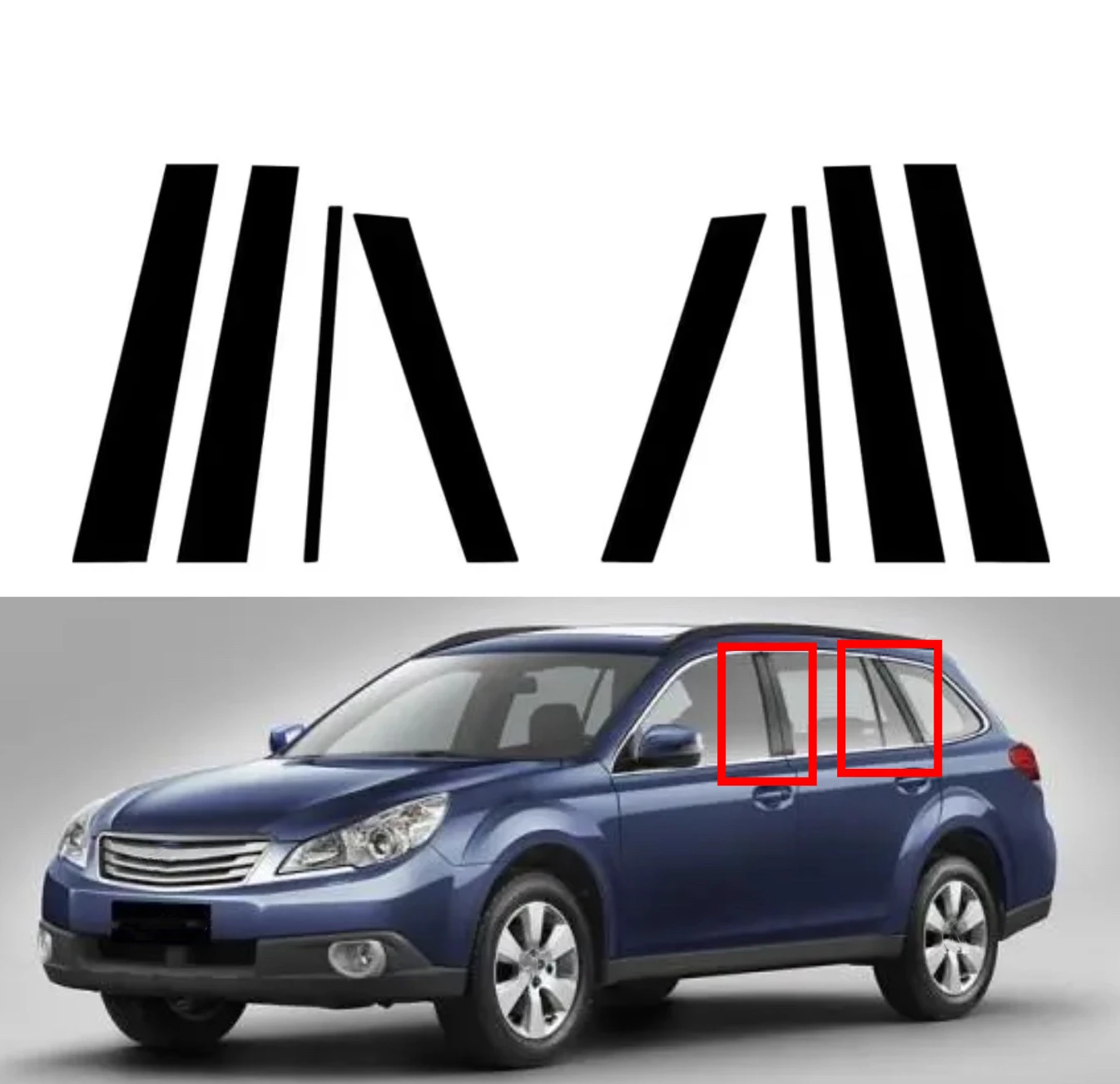 

Глянцевые черные стойки, подходят для Subaru Outback 2010 2011 2012 2013 2014, накладка на боковое окно двери, наклейка, украшение