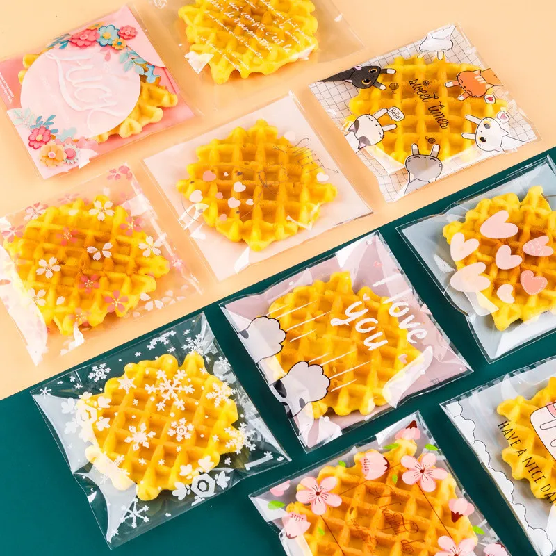

100pcs Zip Lock Plastic Bags Handmade Biscuits Letter Sakura Flower Pritned Cookie Matte Transparent Plastic Bags For Packing
