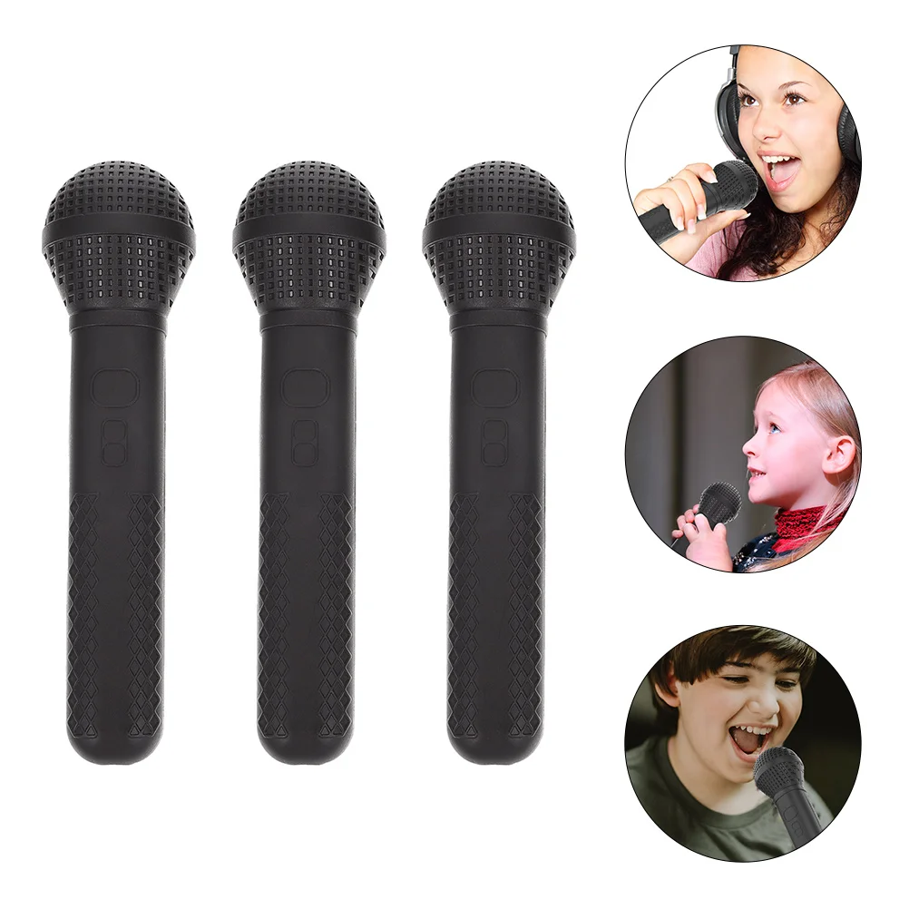 

3Pcs Simulated Microphone Plastic Simulated Mic Fake Mic Plaything for Kids