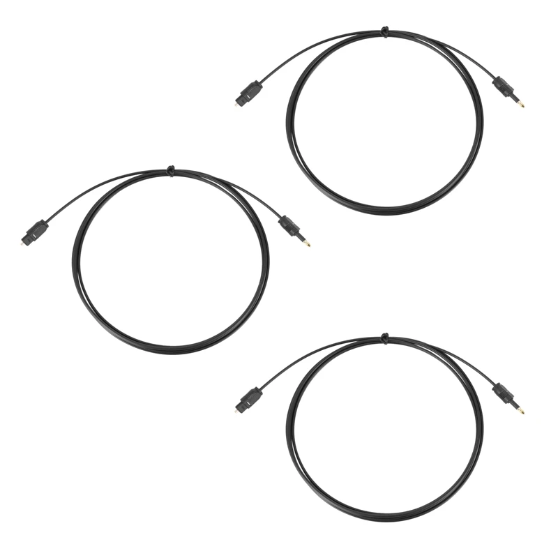 

3X Mini 3.5Mm Plug Digital Optical Audio Cable SPDIF Optical Fiber Line 2M