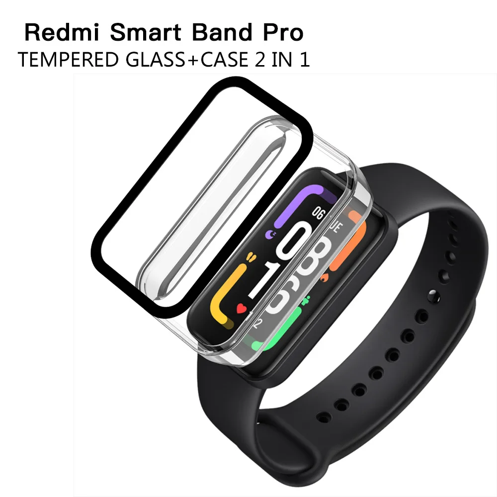 Модный водонепроницаемый чехол для часов 2 в 1 + стекло Xiaomi Redmi Smart Band Pro PC полная