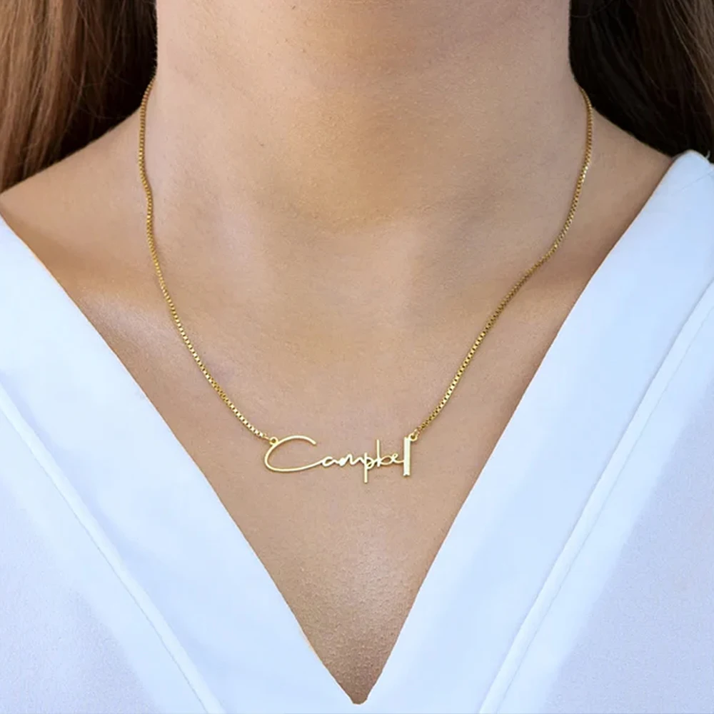 Women's Personalized Name Necklace Stainless Steel Jewelry Fashion Women's Necklace Box Chain Mother's Day Gift