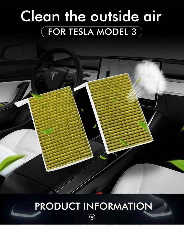 Tesla Model 3 S X Y Model3 New 2022 Replacement Activated Car Cabin Air Filter Freshener Intake Protection Interior Accessories