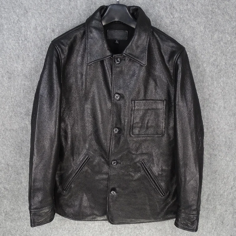 Мужская куртка из натуральной кожи импортированная Италии ветровка средней