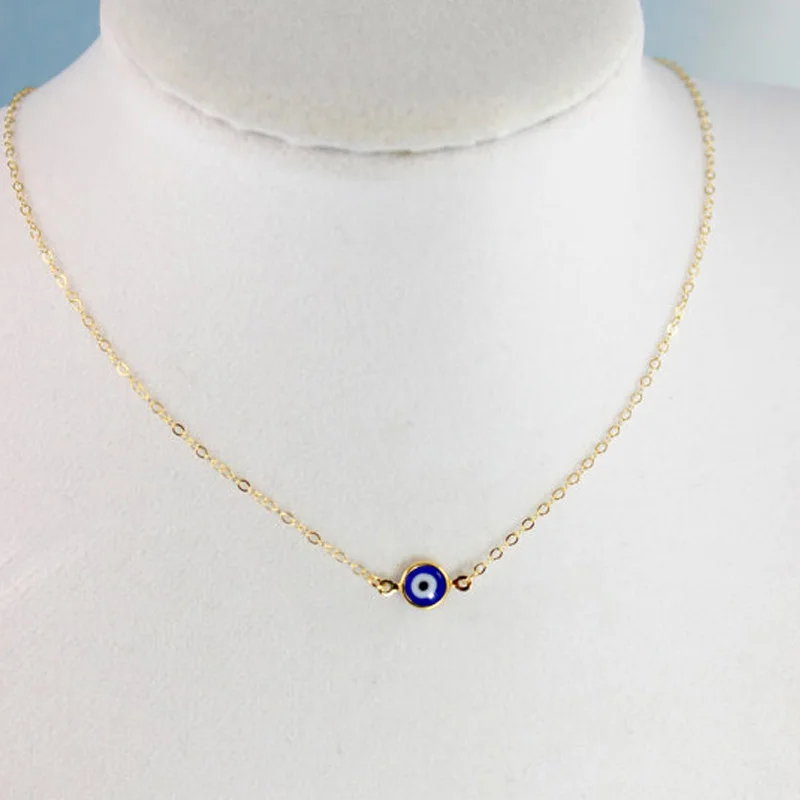 

Evil Eye Pendant Necklaces for Women Girls Friends Blue Turkish Demon Eyes Chokers Gold Color Chain Necklace Minimalist Jewelry