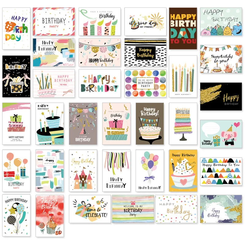 

36 Birthday Cards With Envelope Birthday Blessing Message Card Birthday Invitation Card Cake Card Children's Birthday Card Set