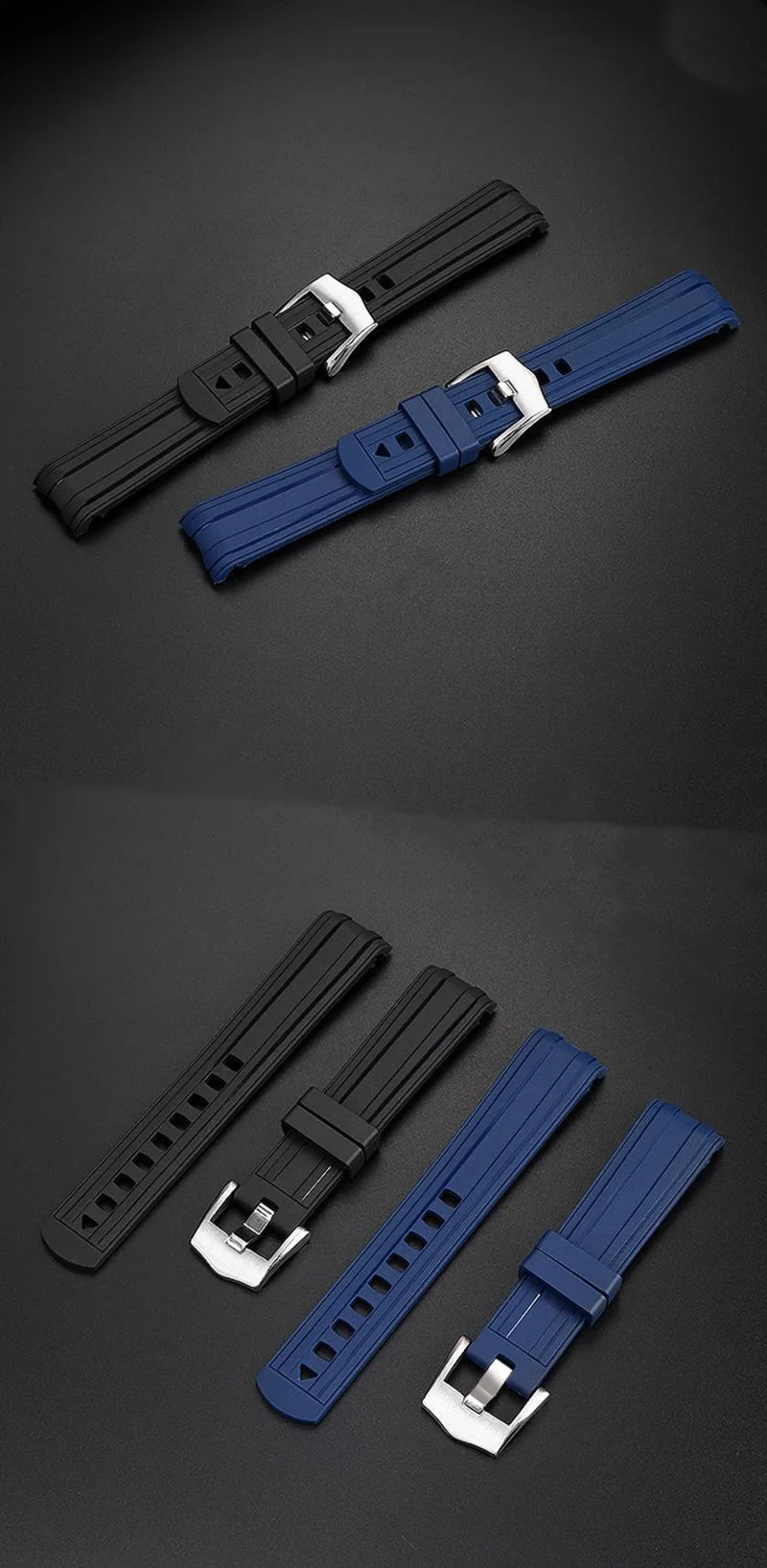 Ремешок мужской из нержавеющей стали силиконовый спортивный браслет для часов