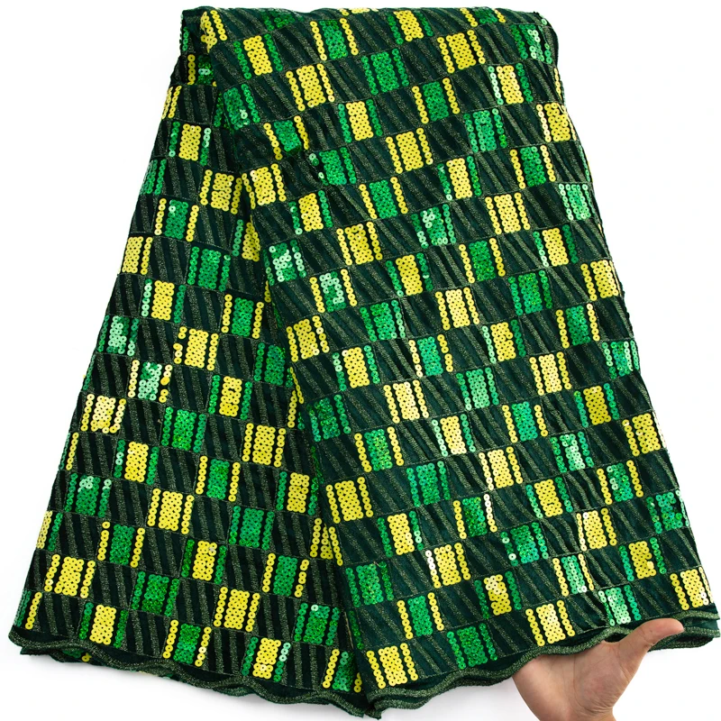 Кружевная африканская бархатная кружевная ткань SJD с блестками