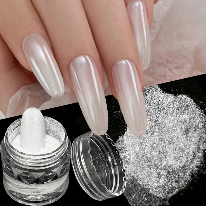 

White Chrome Fairy Nail Powders Iridescent Glitter Aurora Mirror Pigments Aurora Mirror Nail Art Dust Manicure Nail Accesories