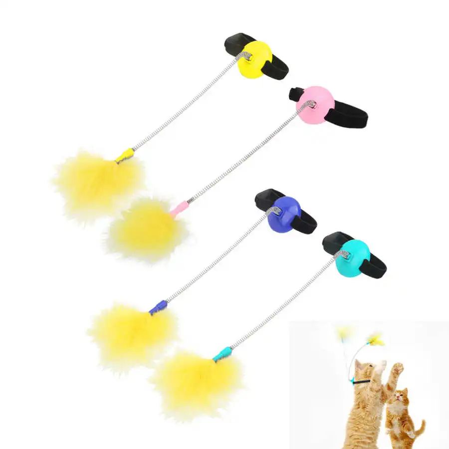 

Interactive Cat Toys Funny Feather Teaser Stick Pets Collar Kitten Playing Teaser Wand Training Toys for Cats Supplies