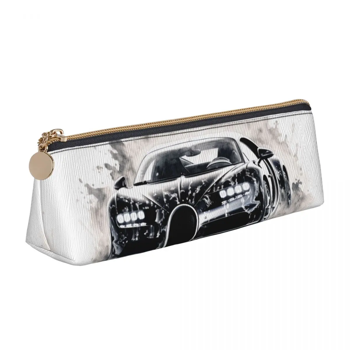 

Sports Car Triangle Pencil Case Hyper Artistic Ink Drawing Teenager Elementary School Zipper Pencil Box Fashion Leather Pen Bags