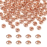 100pcs 4mm rose gold color charm spacer beads wheel bead flat round loose beads for diy jewelry making supplies accessories